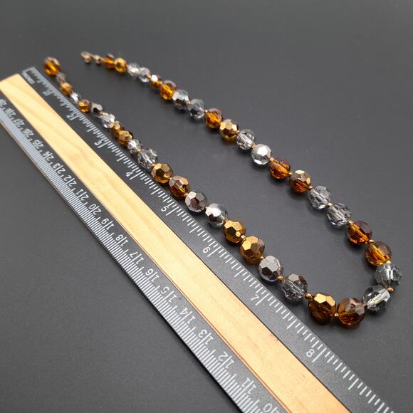 Vintage Marvella Crystal Necklace, Topaz Silver Beads 8mm, 16 1/2 Inches, 1950s - Picture 12 of 12